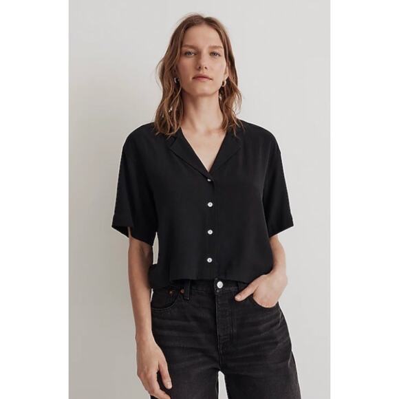 Madewell Tops - MADEWELL Button Up Resort Shirt S Lusterweave True Black S/S